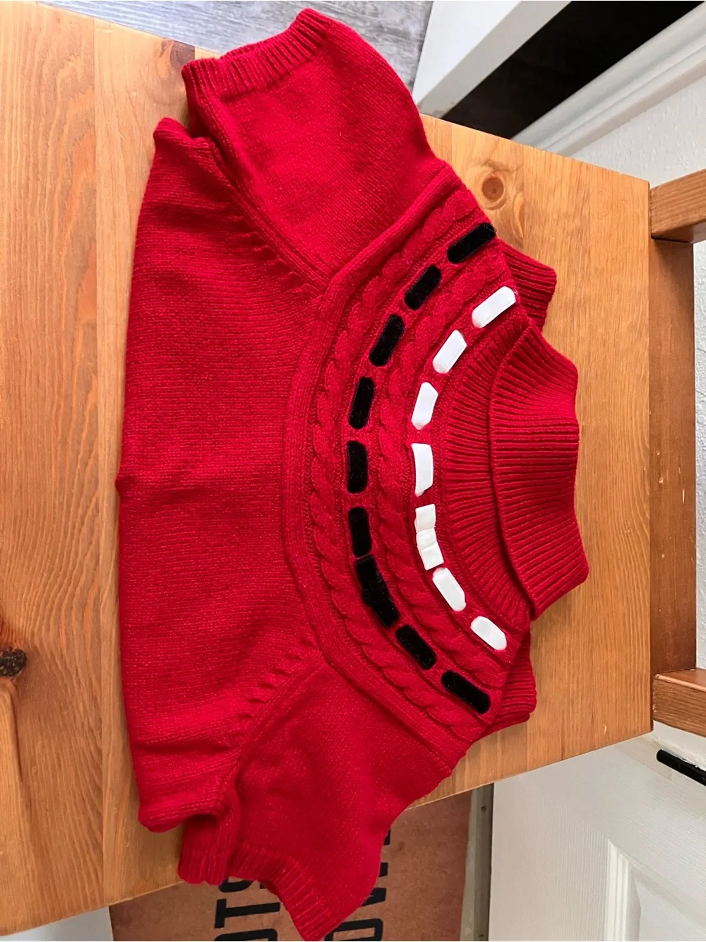 Gymboree Red Short-Sleeve Turtleneck Sweater with Black & White Yoke Accents